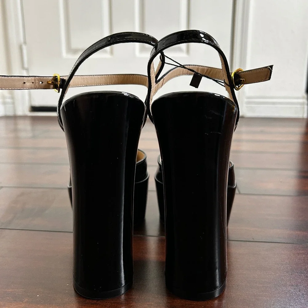 NWOB Stuart Weitzman Skyhigh 145 Chunky Platform Pumps Sz 8.5 Patent Leather Y2K